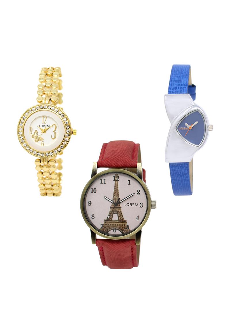 set of 3 round dial analog watch combo -(lk203-208-230) - 15549523 - Zoom Image - 0