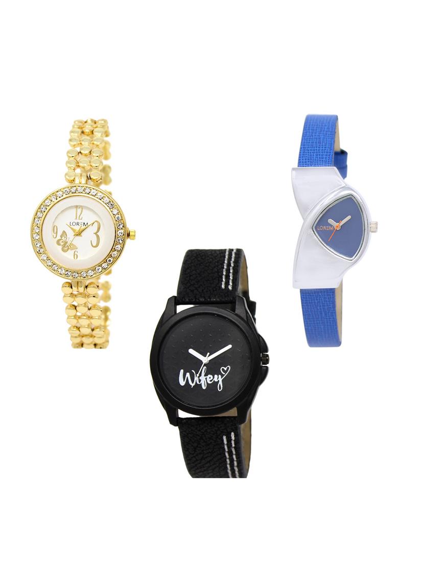 set of 3 round dial analog watch combo -(lk203-208-234) - 15549526 - Zoom Image - 0