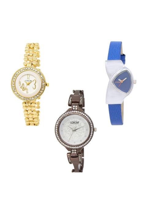 set of 3 round dial analog watch combo -(lk203-208-236) - 15549528 - Standard Image - 0