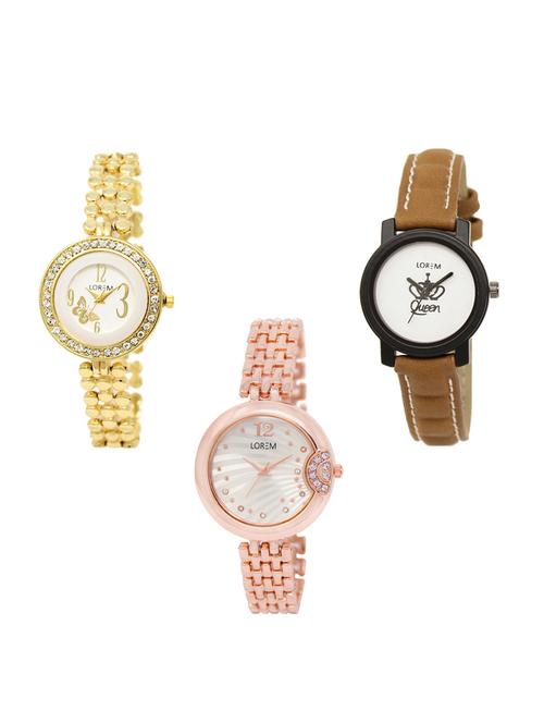 set of 3 round dial analog watch combo -(lk203-209-228) - 15549551 -  Standard Image - 0