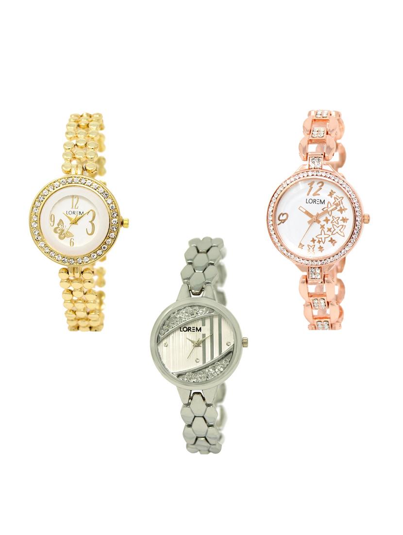 set of 3 round dial analog watch combo -(lk203-210-223) - 15549575 -  Zoom Image - 0