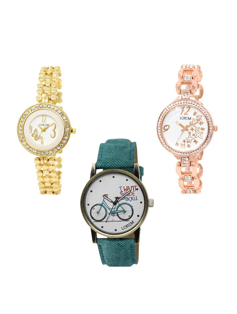 set of 3 round dial analog watch combo -(lk203-210-229) - 15549581 - Zoom Image - 0
