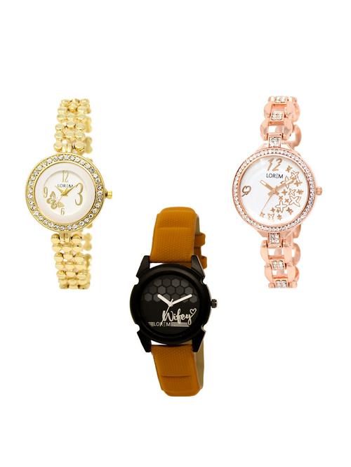 set of 3 round dial analog watch combo -(lk203-210-235) - 15549586 -  Standard Image - 0