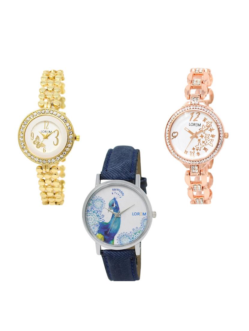 set of 3 round dial analog watch combo -(lk203-210-241) - 15549592 - Zoom Image - 0