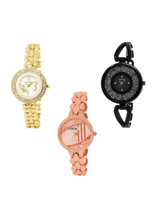 set of 3 round dial analog watch combo -(lk203-211-222) - 15549602 -  Standard Image - 0