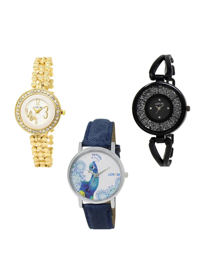 set of 3 round dial analog watch combo -(lk203-211-241) - 15549620 - Zoom Image - 0