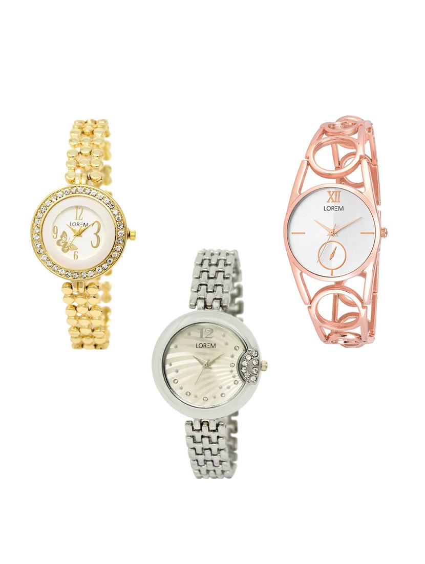 set of 3 round dial analog watch combo -(lk203-213-227) - 15549660 -  Zoom Image - 0