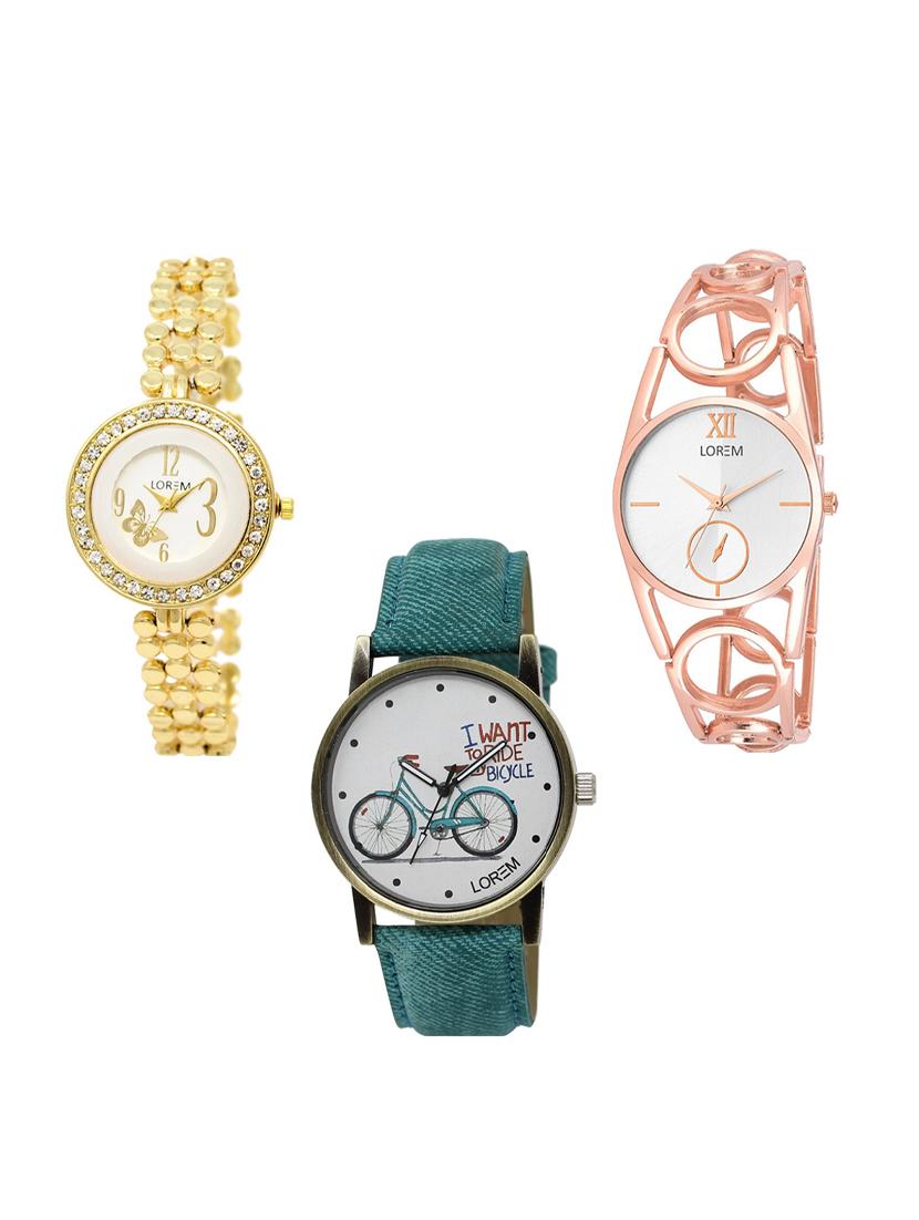 set of 3 round dial analog watch combo -(lk203-213-229) - 15549662 -  Zoom Image - 0