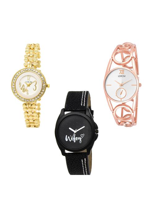 set of 3 round dial analog watch combo -(lk203-213-234) - 15549666 -  Standard Image - 0