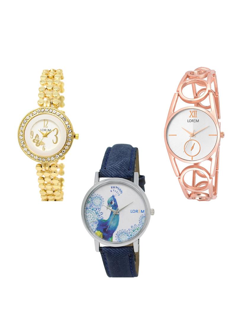 set of 3 round dial analog watch combo -(lk203-213-241) - 15549675 - Zoom Image - 0