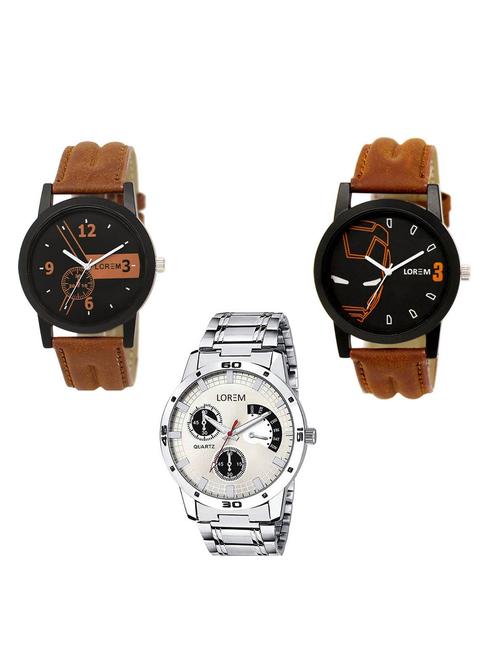 set of 3 round dial analog watch (lk-01-04-101) - 15549685 -  Standard Image - 0