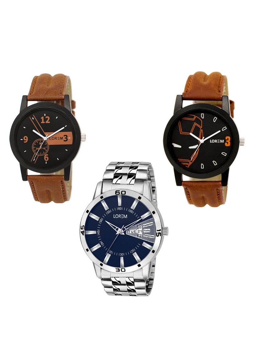 set of 3 round dial analog watch (lk-01-04-102) - 15549686 -  Zoom Image - 0