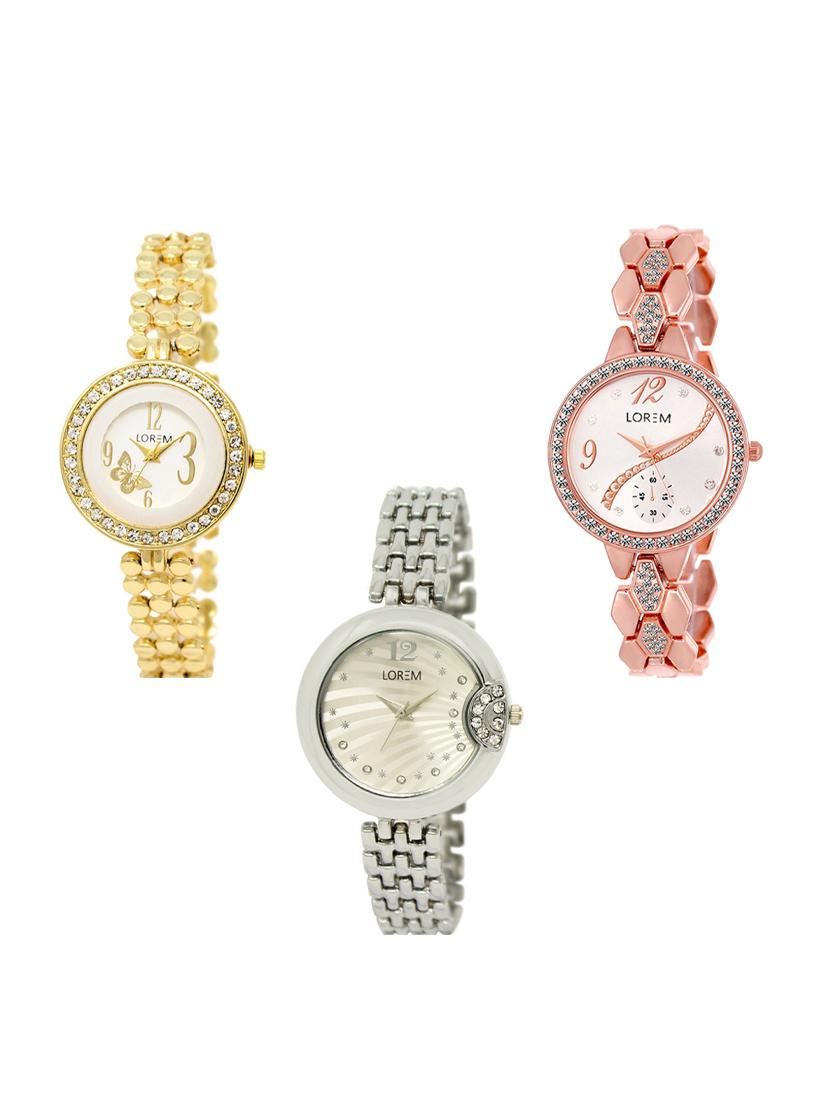 set of 3 round dial analog watch combo -(lk203-215-227) - 15549710 -  Zoom Image - 0