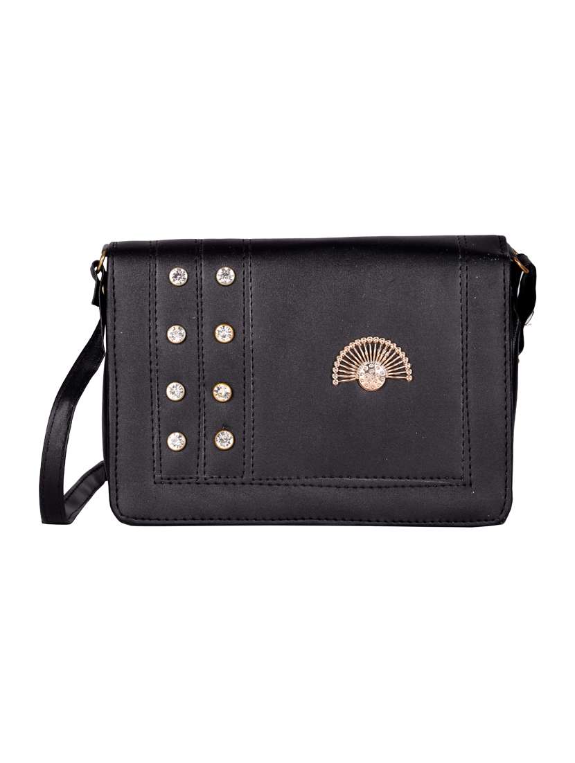 black embellished regular sling bag