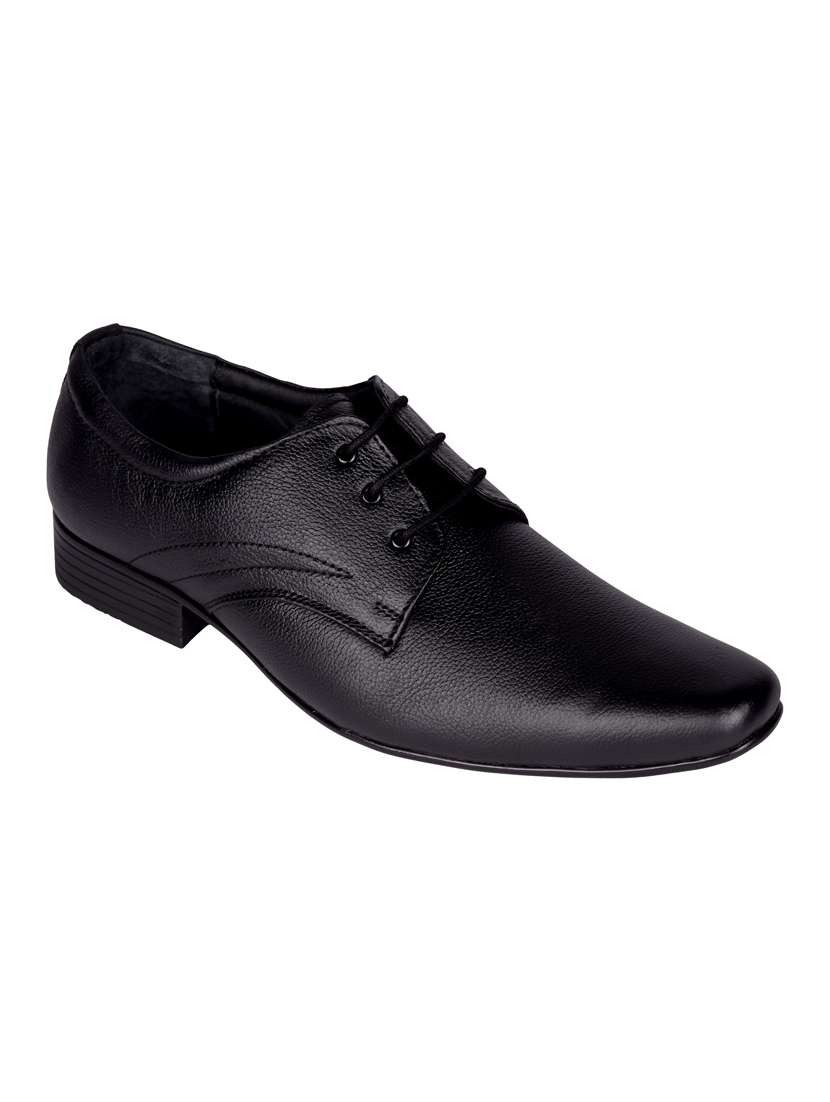black leather lace-up derbys