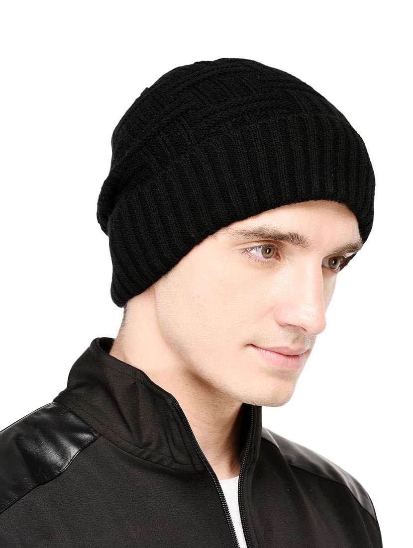 black wool beanie