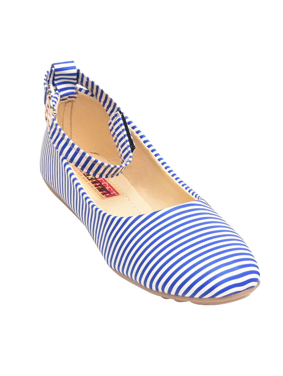 blue ankle strap ballerinas