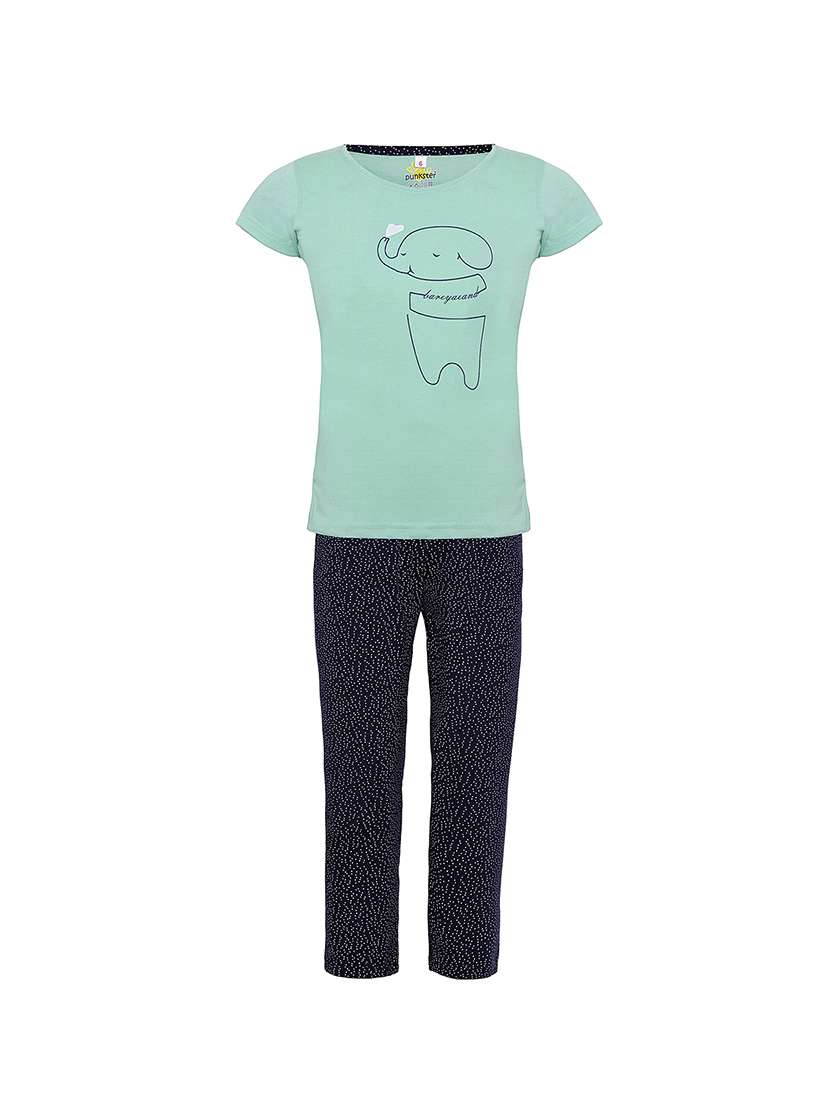 green cotton pyjama set