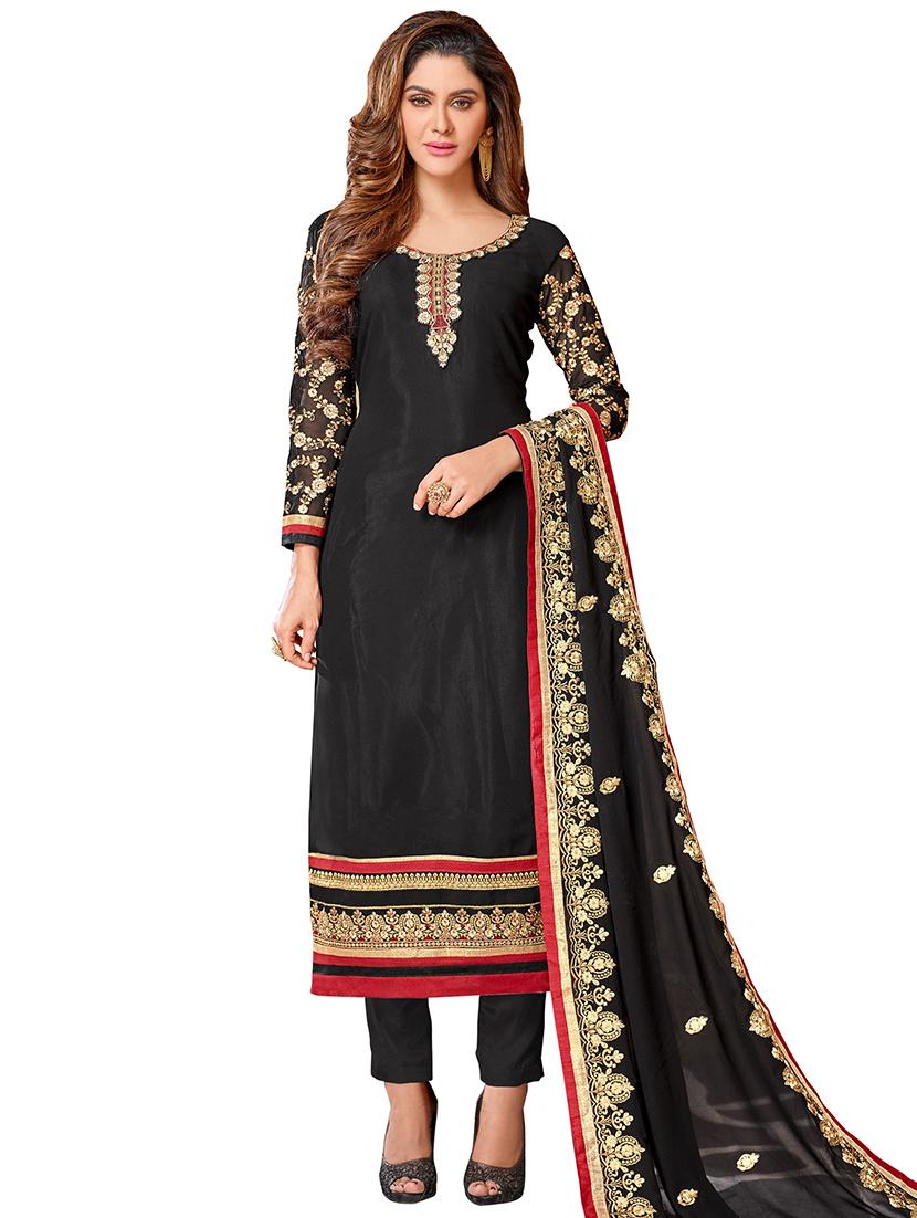 embroidered unstitched pant suit - 15563302 -  Zoom Image - 0