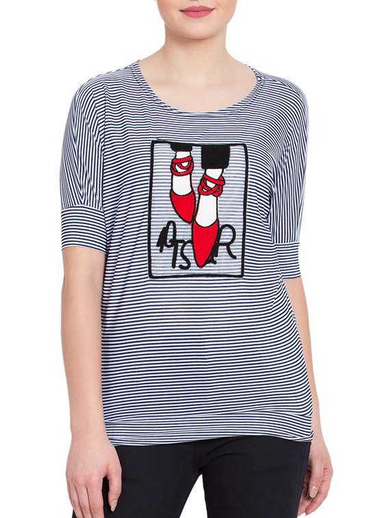 striped embroidered tee