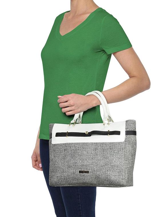 grey leatherette (pu) handbag - 15565131 - Standard Image - 3