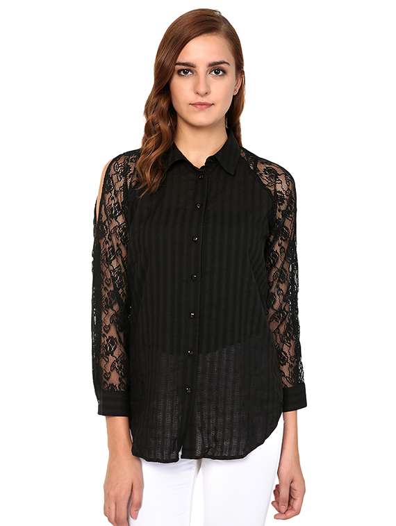 lace raglan sleeved top - 15568220 - Zoom Image - 0