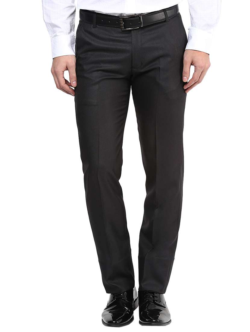 black polyester blend flat front formal trouser - 15569413 -  Zoom Image - 0