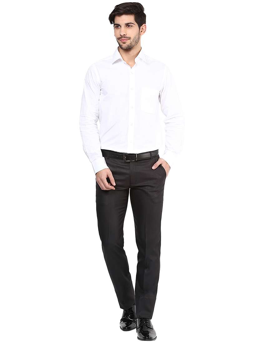 black polyester blend flat front formal trouser - 15569413 - Standard Image - 3