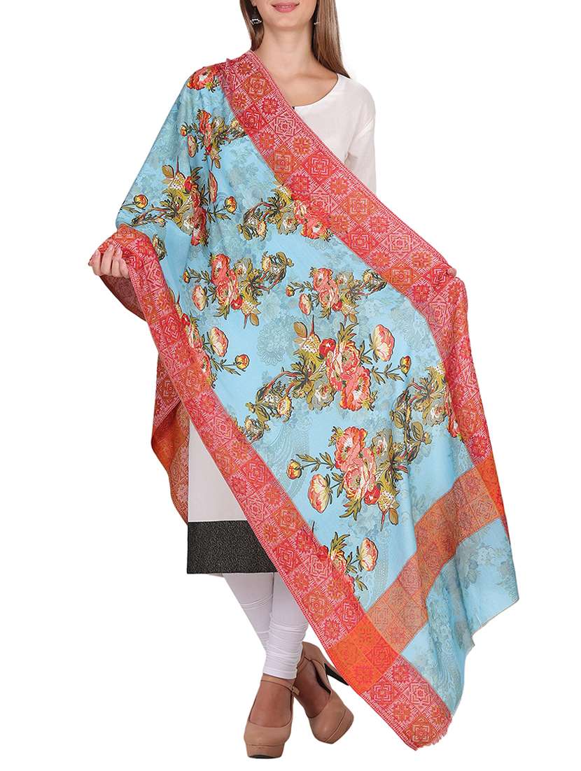 light blue floral shawl - 15569889 -  Zoom Image - 0