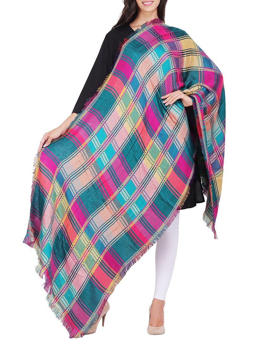 checked pattern woven shawl - 15569896 - Zoom Image - 0