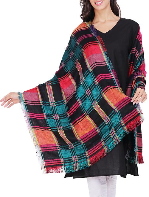 checked pattern woven shawl - 15569897 - Standard Image - 0