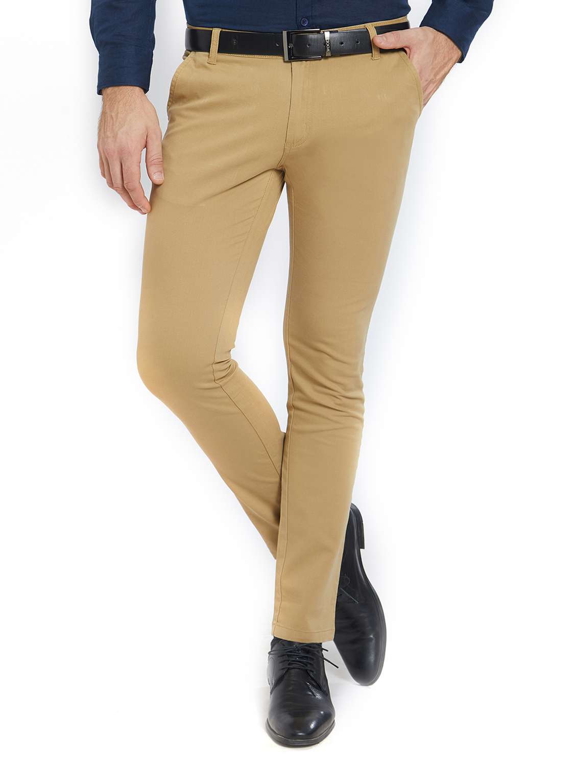 brown cotton blend flat front  formal trouser