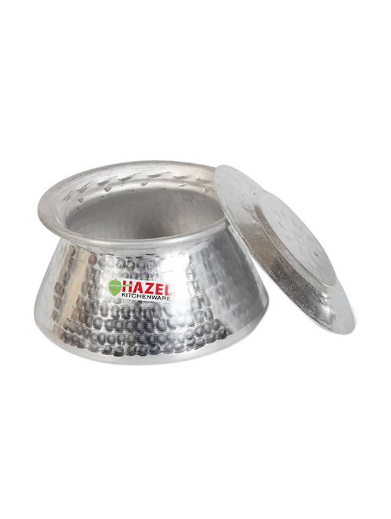 aluminium kadhai handi hammered finish, 3.2 liter, silver