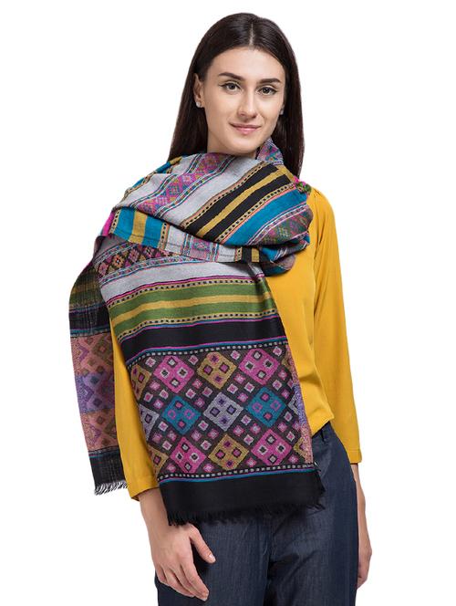 jacquard woolen stole - 15575284 -  Standard Image - 0