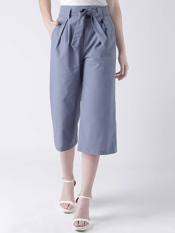 Tie knot belted culottes