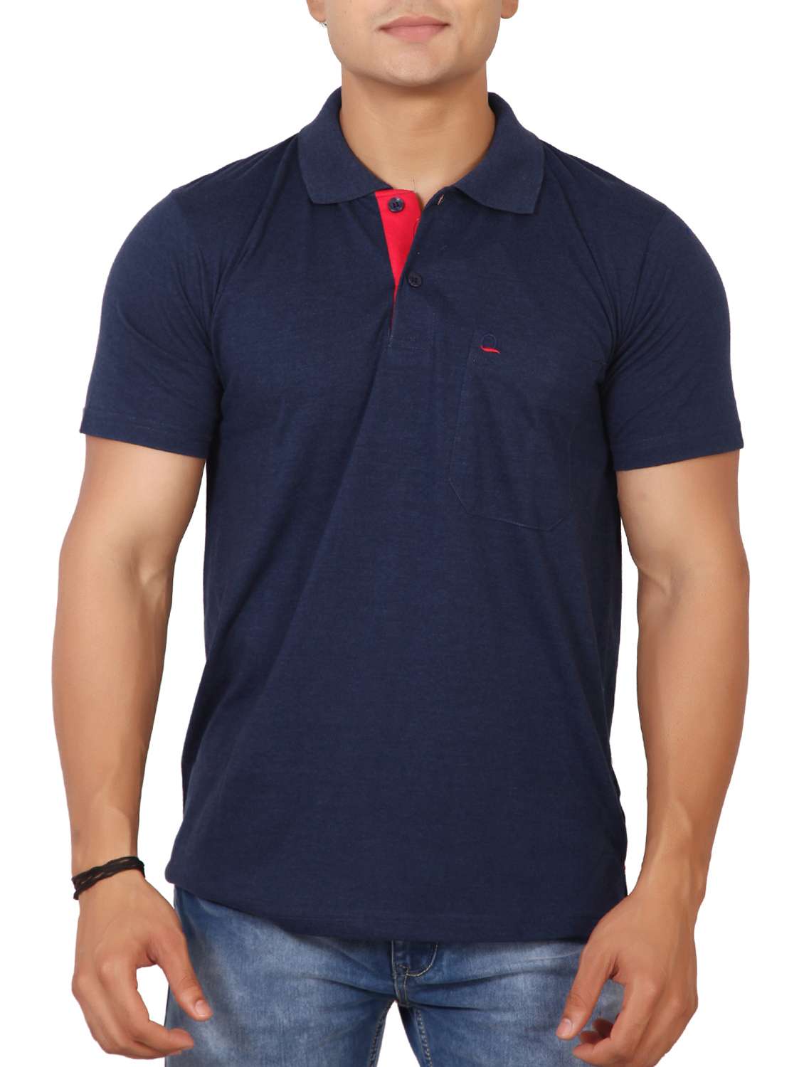 dark blue cotton pocket t-shirt