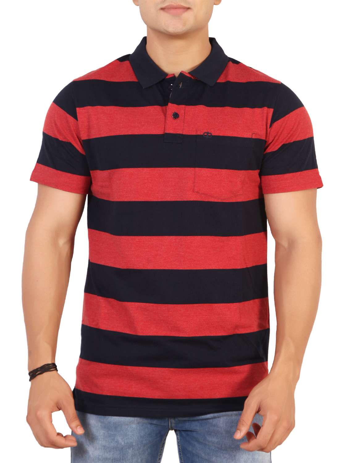red striped polo t-shirt