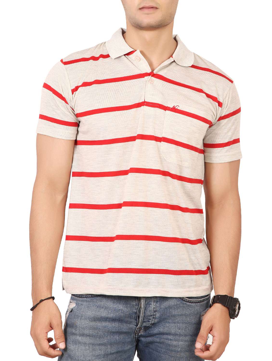 beige cotton pocket t-shirt - 15576662 -  Zoom Image - 0
