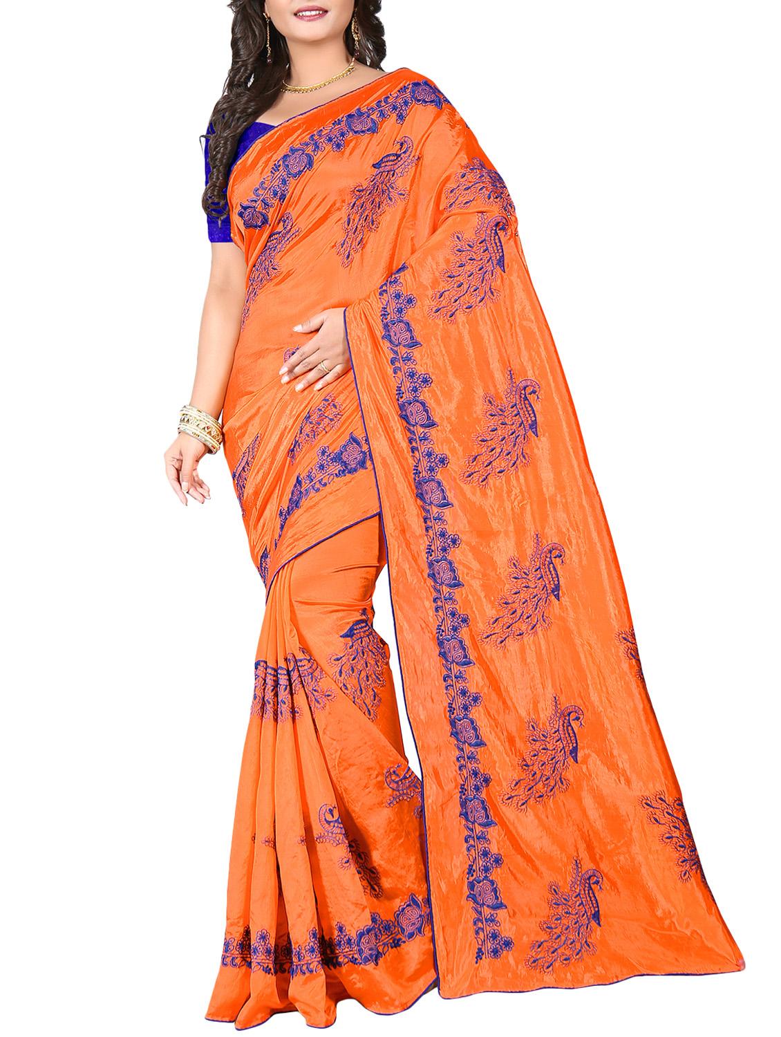 women's embroidered saree with blouse