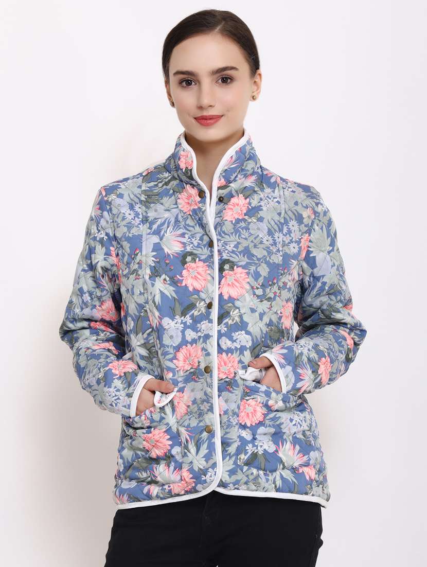 women button-up long sleeve quilted jacket