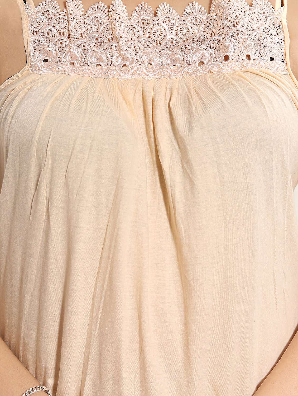 cami neck solid lace detail nighty - 15577540 -  Standard Image - 3