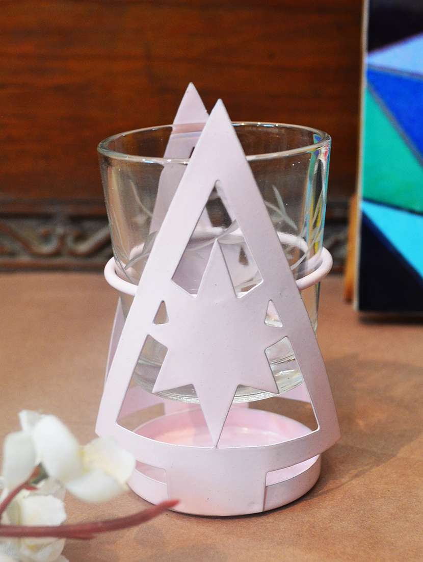 tea light cum candle holder - light pink