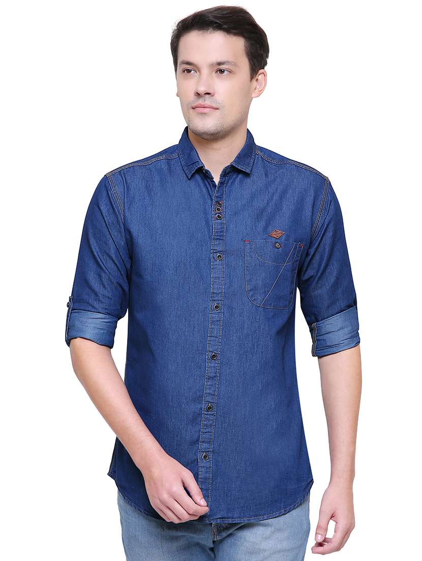 blue denim casual shirt