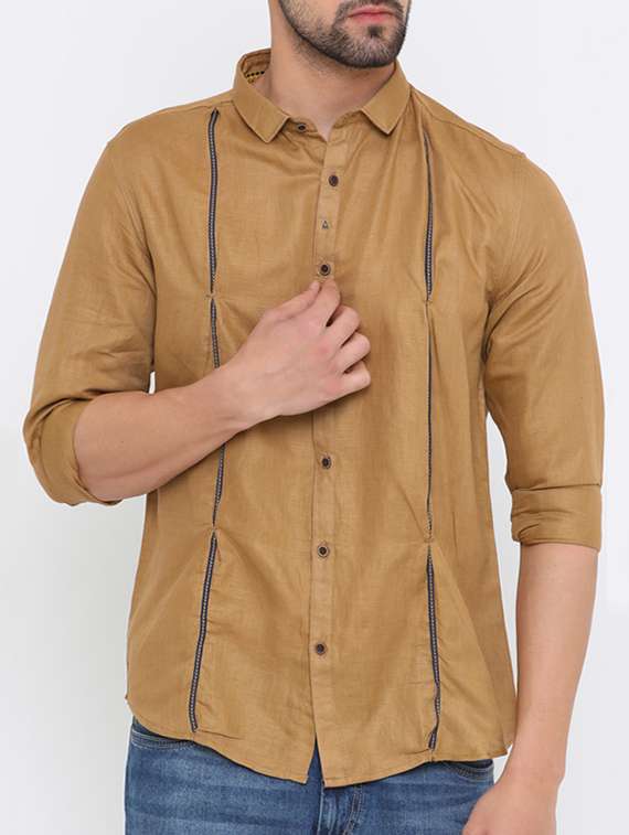 brown linen casual shirt