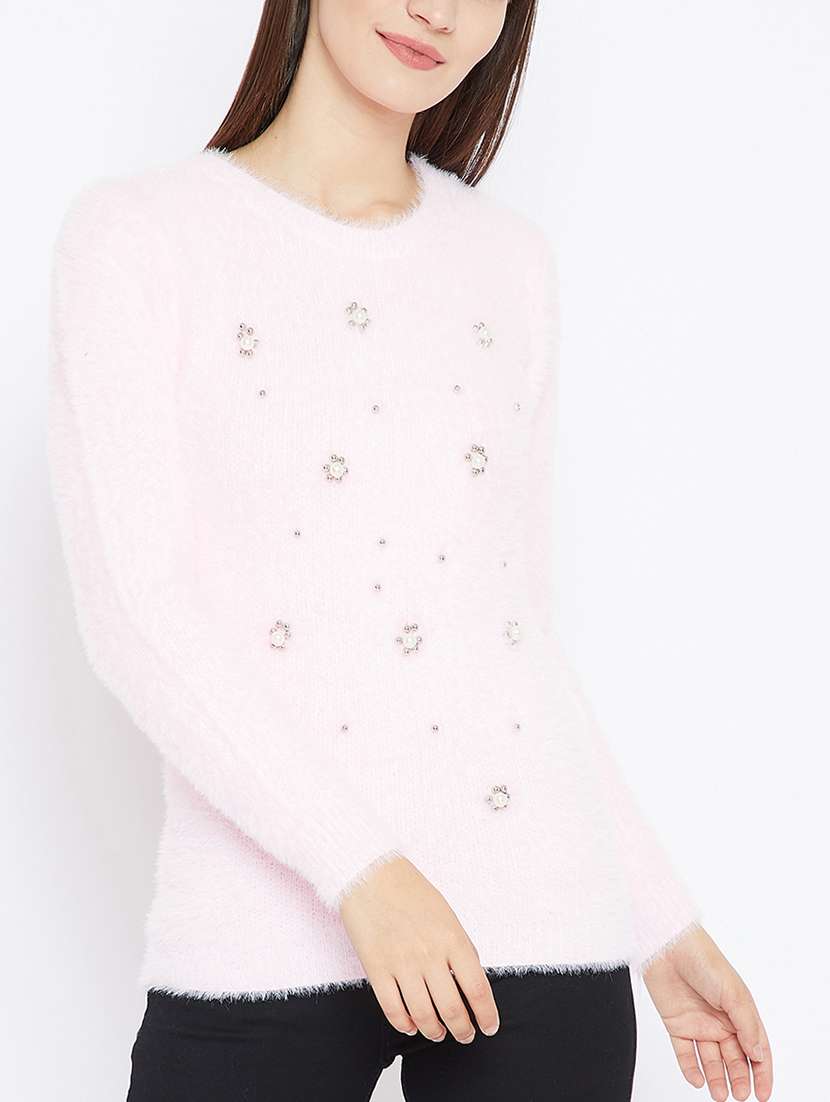 Buy online Pearl Embellished Woolen Top from winter wear for Women