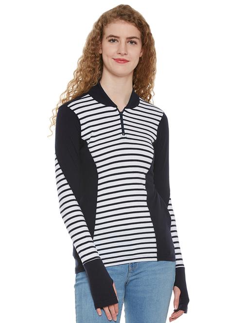 zipper detail striped top - 15581547 -  Standard Image - 0