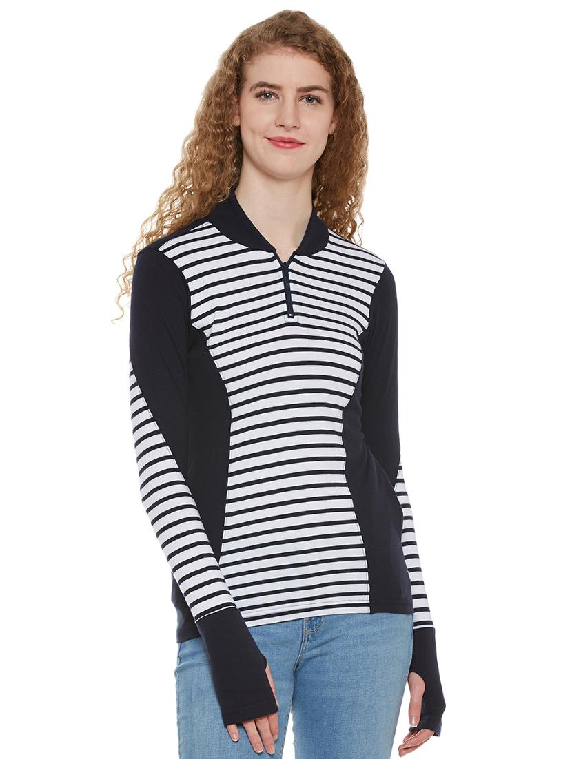 zipper detail striped top - 15581547 -  Zoom Image - 0