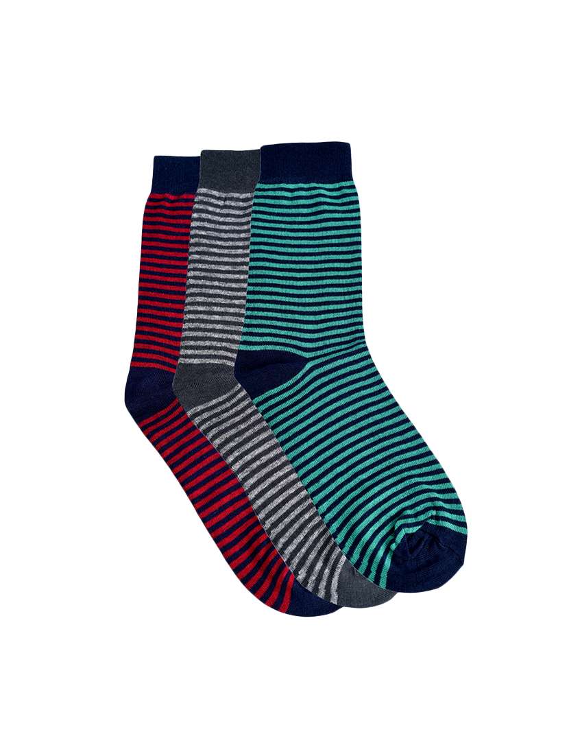 men pack of 3 striped above ankle length socks