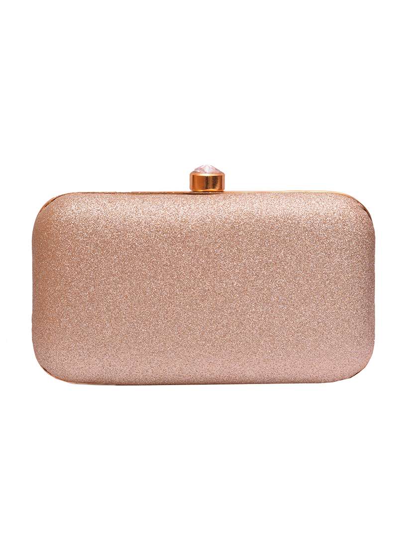 pink leatherette (pu) box clutch