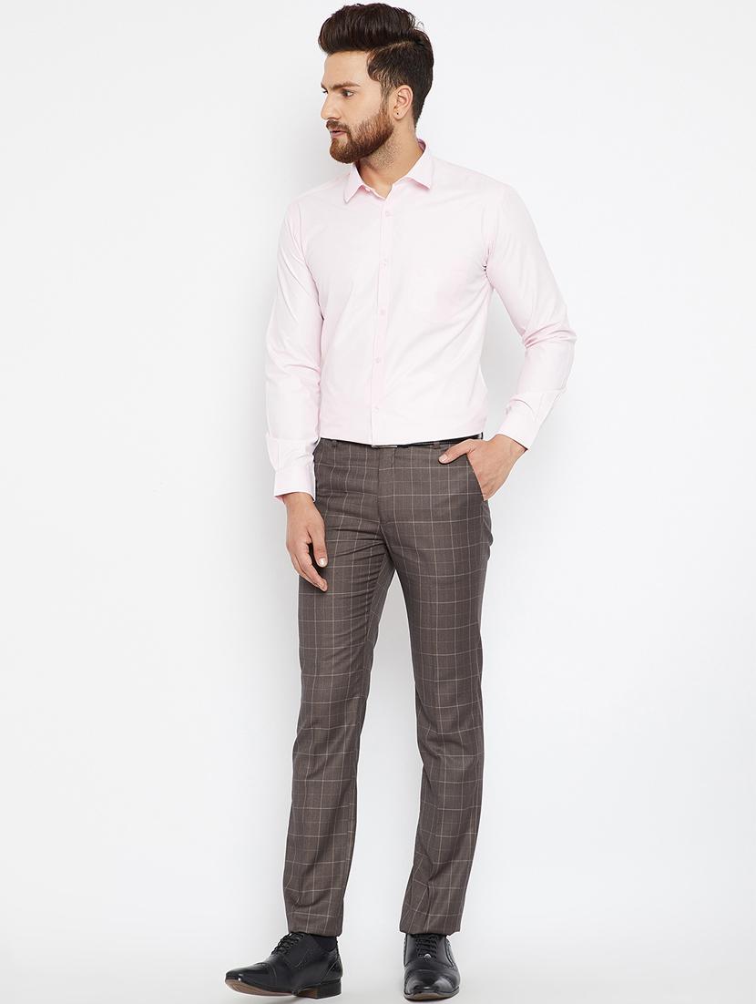 brown polyester blend flat front formal trouser - 15583051 - Standard Image - 3